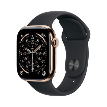 Apple Watch Series 11, 42 mm, Gold Titanium GPS+Cellular, Black Sport Band S/M